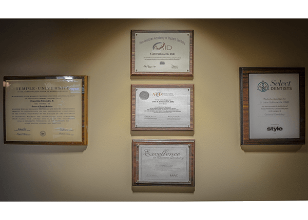 schooling and awards on wall