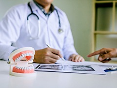 patient at a dental implant consultation 