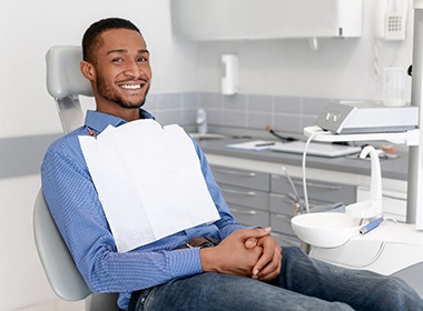 man sitting in the dental chair 