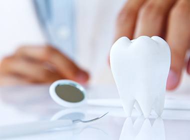 plastic tooth on counter