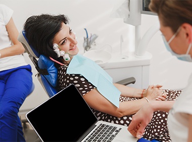 woman with probes on her jaw