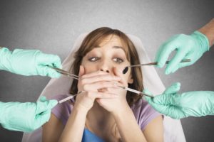 Woman fearful at dentist