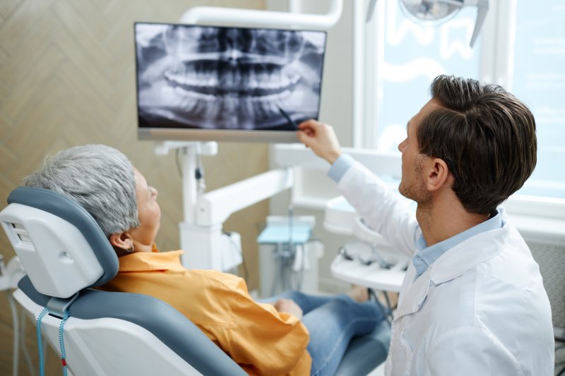 Patient talking to their dentist